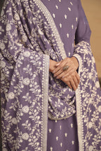 Dark Purple Georgette Embroidered Dress Womens Kameez with Pant