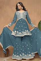 Dark Rma Georgette Light Sharara Suit with Thread Work