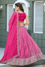 Deep Pink Sangeet Lehenga Choli with Print & Embroidery Work