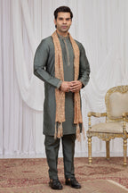 Dove Blue Art Silk Kurta Pajama for Indian Groomsmen Outfits
