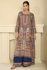 Navy Blue Indian Wedding Guest Dresses - Crepe Silk Plazo