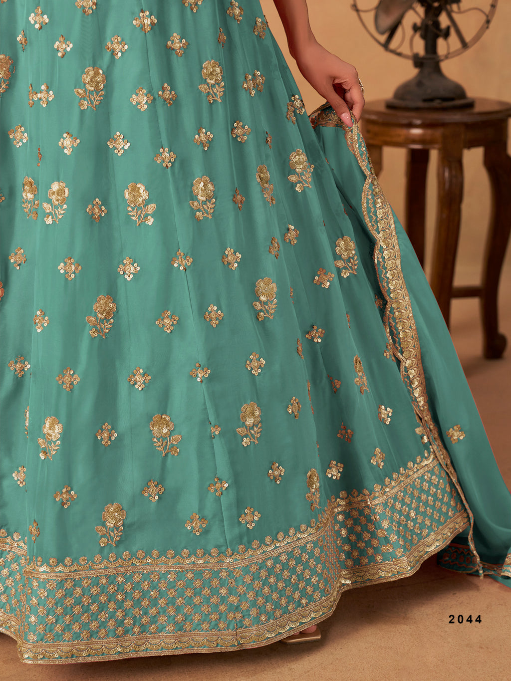 Firozi Lehenga Choli for Organza Lehenga