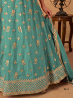 Firozi Lehenga Choli for Organza Lehenga