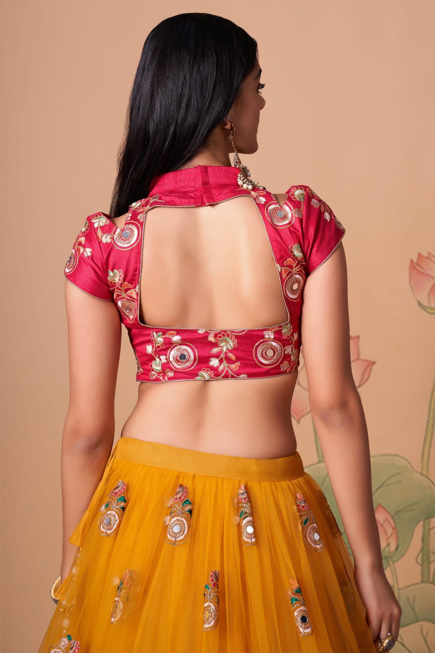 Yellow Art Silk Lehenga Choli For Indian & Pakistani Wedding Festival - Sequins & Thread Embroidery Work, Zari Work, Real Mirror Work, Mirr