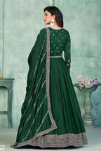 Green Art Silk Anarkali Suit for Wedding with Sequins and Thread Work