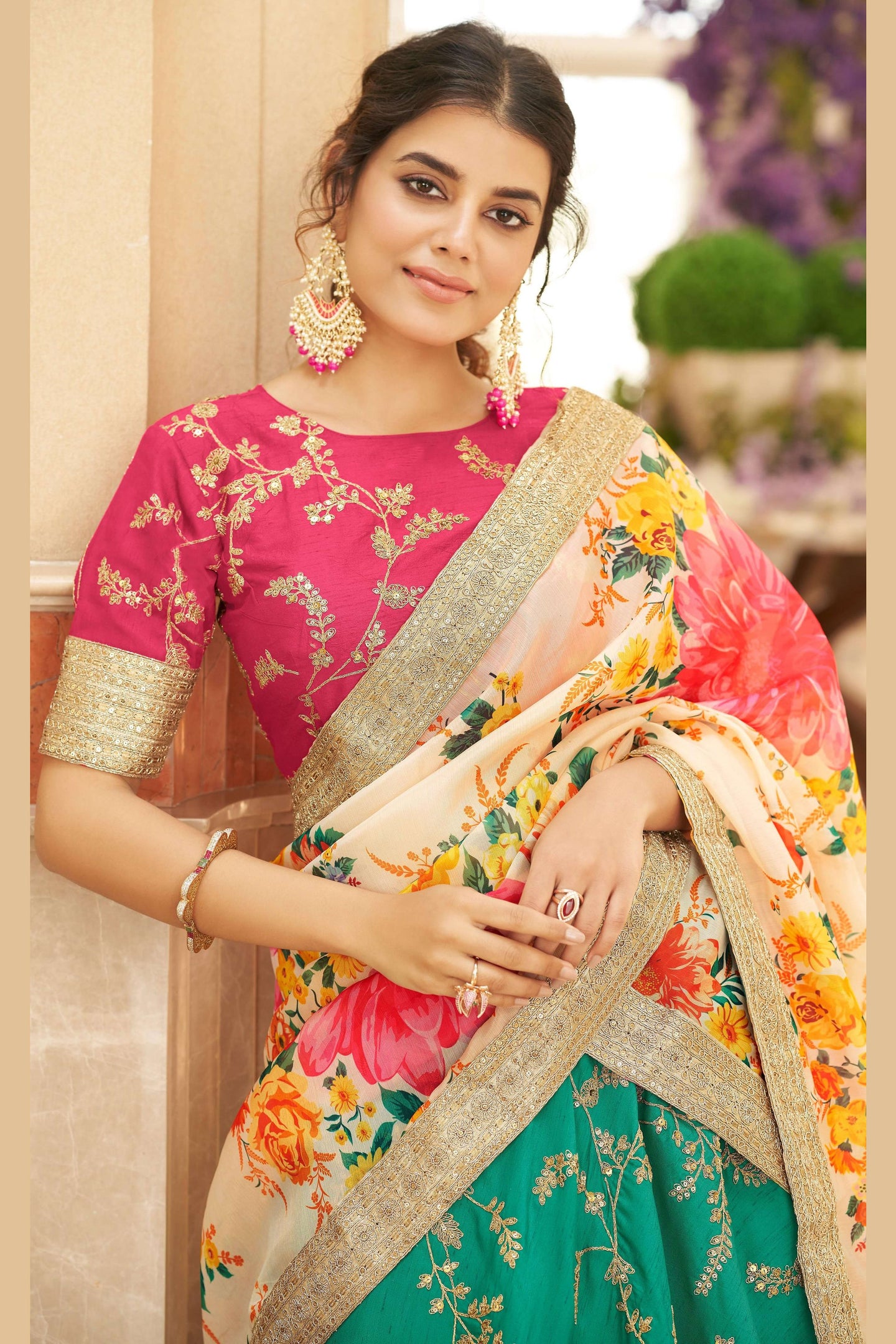 Green Art Silk Lehenga Choli For Indian & Pakistani Wedding Festival - Sequins & Thread Embroidery Work, Dori Work, Zari Work