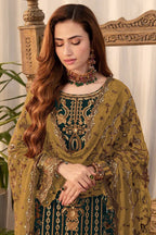 Green Georgette Kameez With Pant For Indian & Pakistani Wedding Festival - Thread & Sequence Embroidery