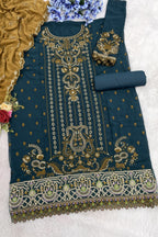 Green Georgette Kameez With Pant For Indian & Pakistani Wedding Festival - Thread & Sequence Embroidery