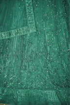 Green Net Lehenga Choli For Indian Festivals & Pakistani Weddings Dress - Thread Embroidery Work, Sequence Embroidery Work