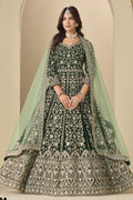 Green Velvet Suit Women Anarkali with Thread and Sequins Work