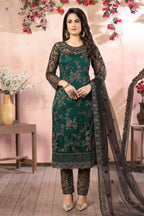 Green Net Traditional Pakistani Clothing Kameez with Pant