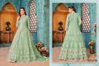 Green Net Anarkali Indian Party Wear Dresses with Sequins Work