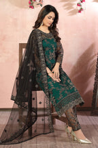 Green Net Traditional Pakistani Clothing Kameez with Pant