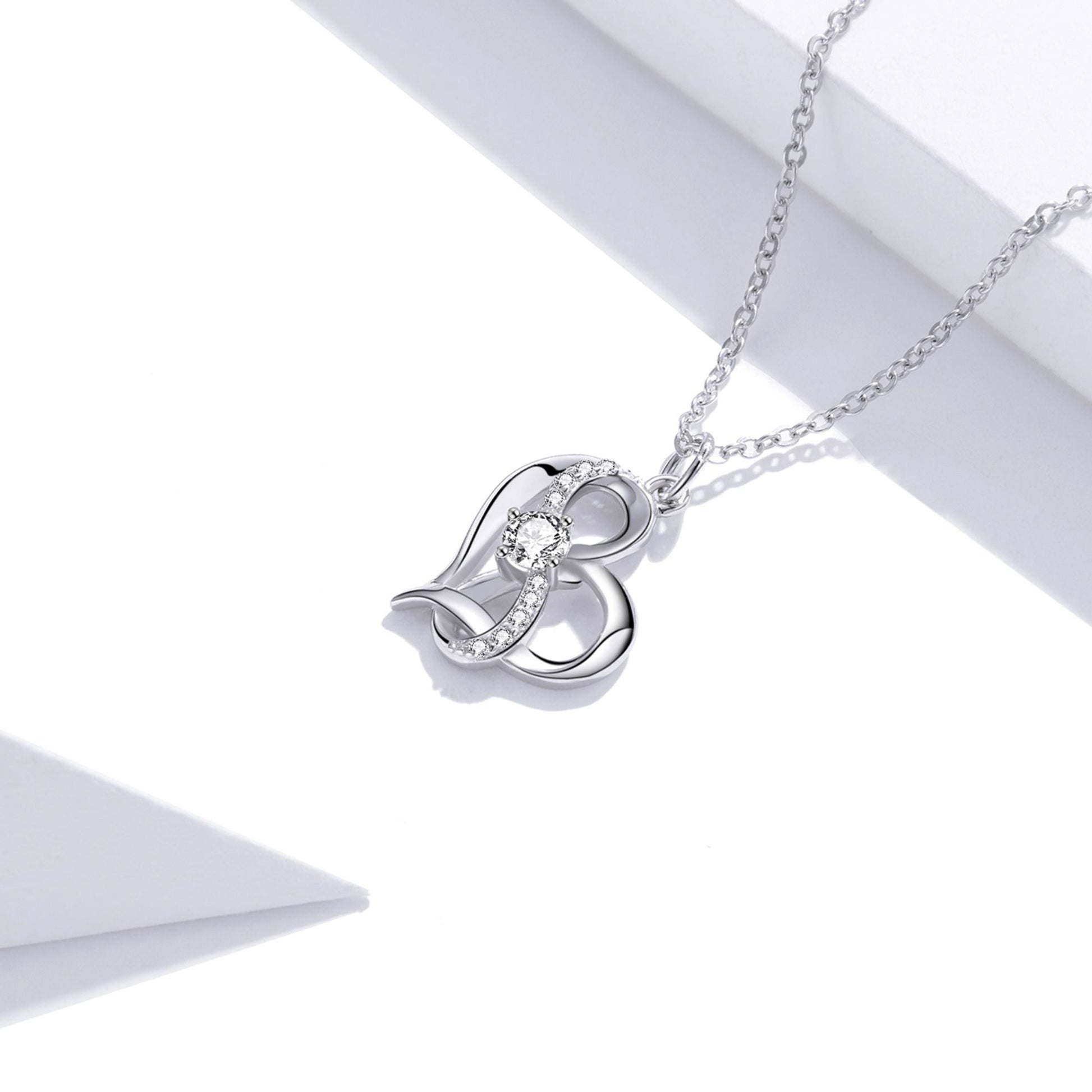 Heart Shape S925 Sterling Silver Necklace with Zirconia Diamond - Elegant Gift