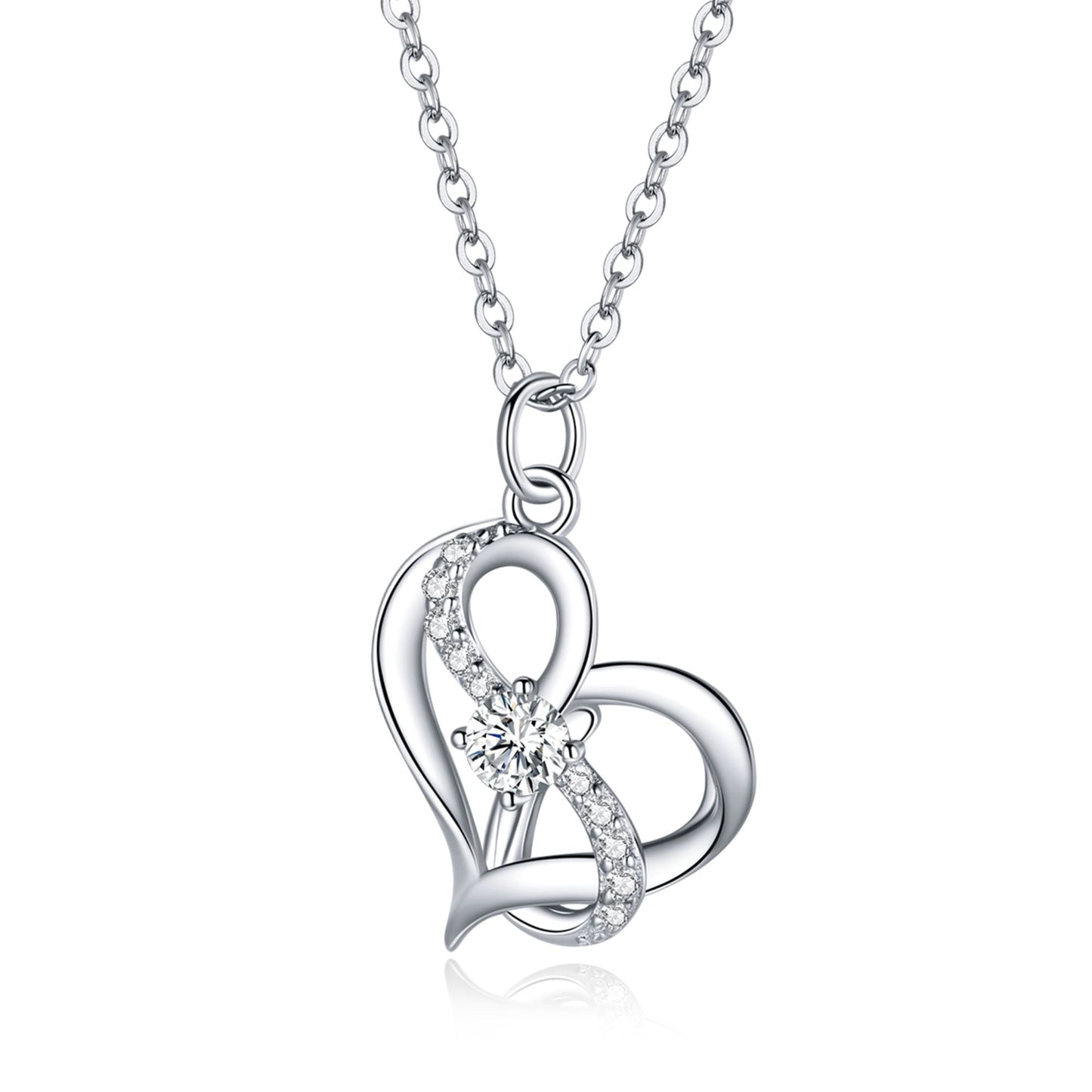 Heart Shape S925 Sterling Silver Necklace with Zirconia Diamond - Elegant Gift