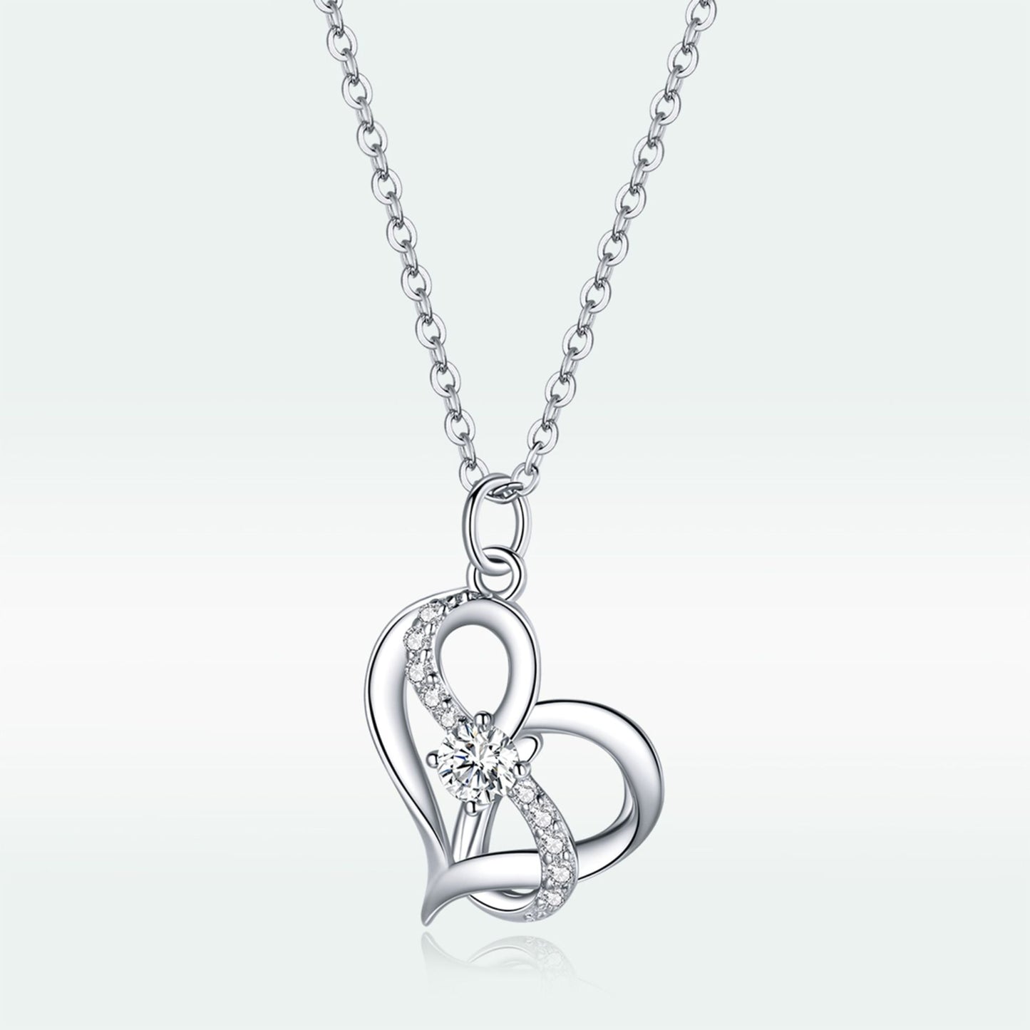 Heart Shape S925 Sterling Silver Necklace with Zirconia Diamond - Elegant Gift