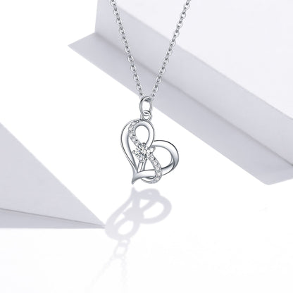 Heart Shape S925 Sterling Silver Necklace with Zirconia Diamond - Elegant Gift