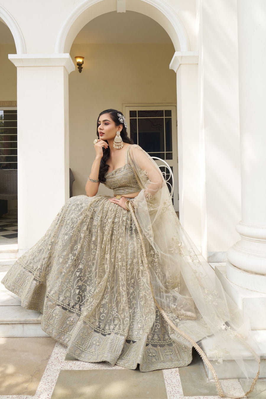 Shop Ivory Net Embroidered Indian Net Lehenga Choli Online Shopping for Girl & Women HATKE BRIDE Shop Ivory Net Embroidered Indian Net Lehenga Choli Online Shopping for Girl & Women HATKE BRIDE