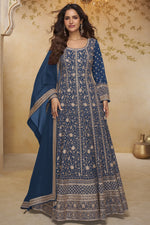 Blue Georgette Anarkali Suit with Zari Embroidery