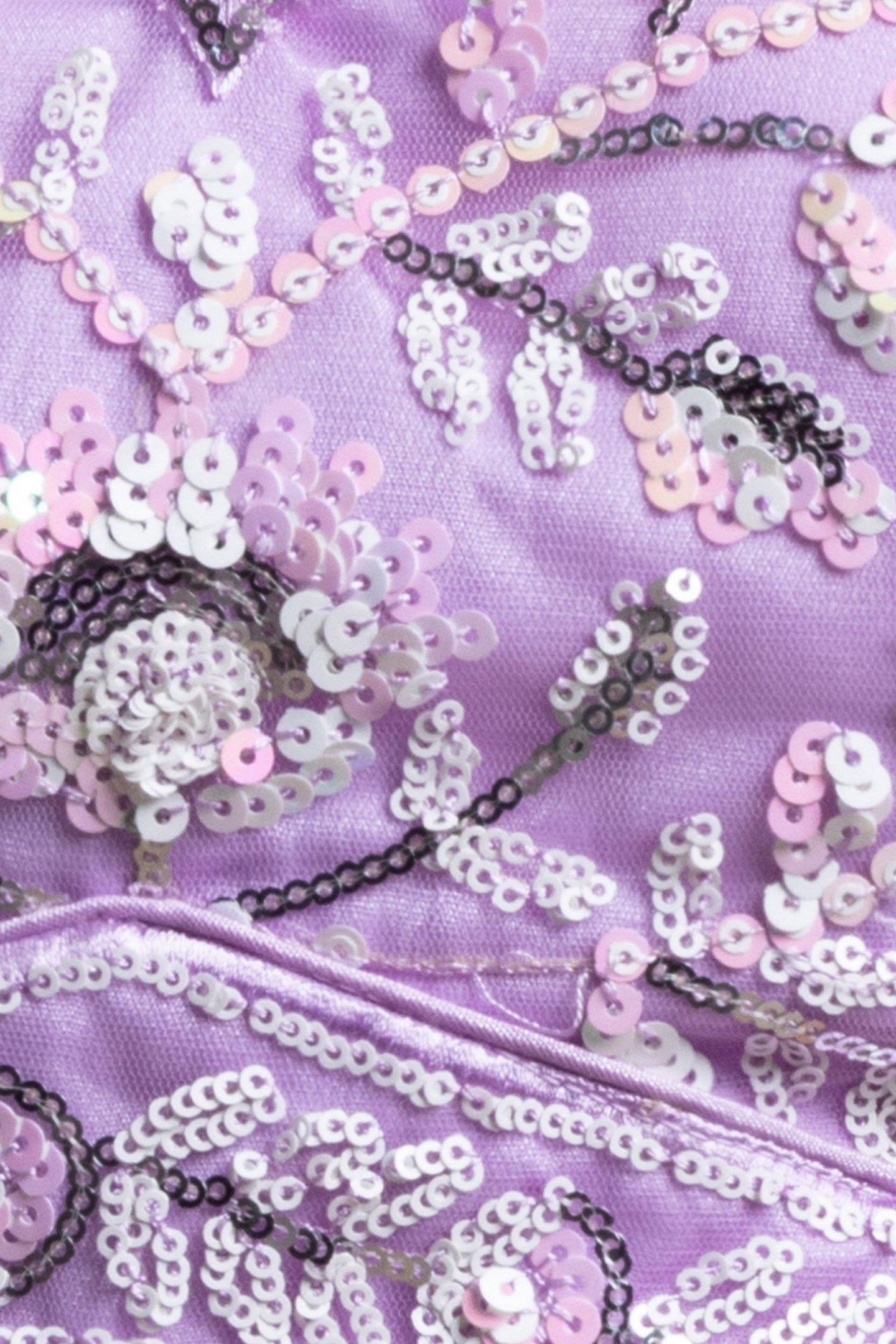 Lavender Net Pastel Lehenga Choli with Sequins and Thread Embroidery