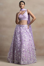 Lavender Net Pastel Lehenga Choli with Thread & Sequins Embroidery