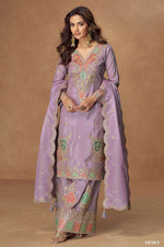 Lavender Simmer Silk Indian Palazzo Suits Online - Thread & Sequins