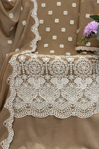 Light Brown Georgette Kameez With Pant For Indian & Pakistani Wedding Festival - Embroidery Work