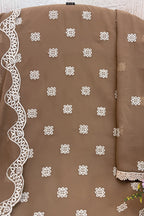 Light Brown Georgette Kameez With Pant For Indian & Pakistani Wedding Festival - Embroidery Work