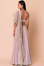 Light Pink Georgette Lehenga Choli For Indian Festivals & Pakistani Weddings Dress - Sequence Embroidery Work, Zari Work