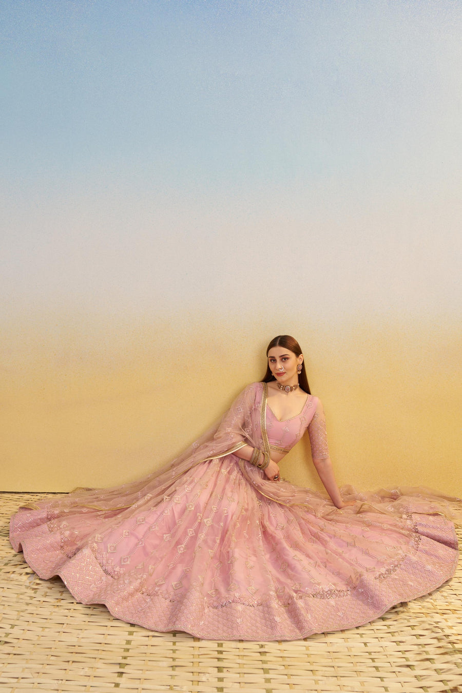 Light Pink Net Lehenga Choli with Thread & Sequins Work | Buy Online HATKE BRIDE Light Pink Net Lehenga Choli with Thread & Sequins Work | Buy Online HATKE BRIDE