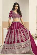 Light Maroon Lehenga for Women with Embroidery Work