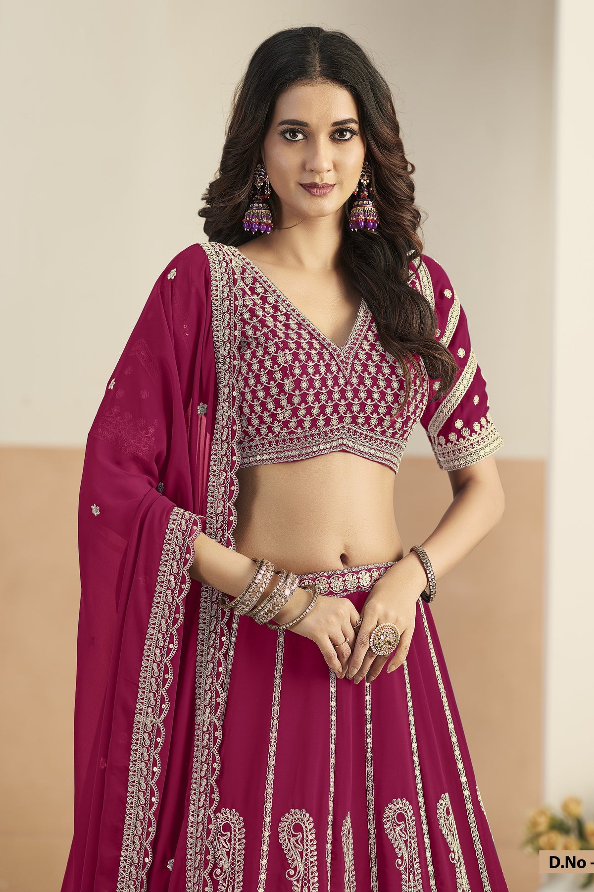 Light Maroon Lehenga for Women with Embroidery Work