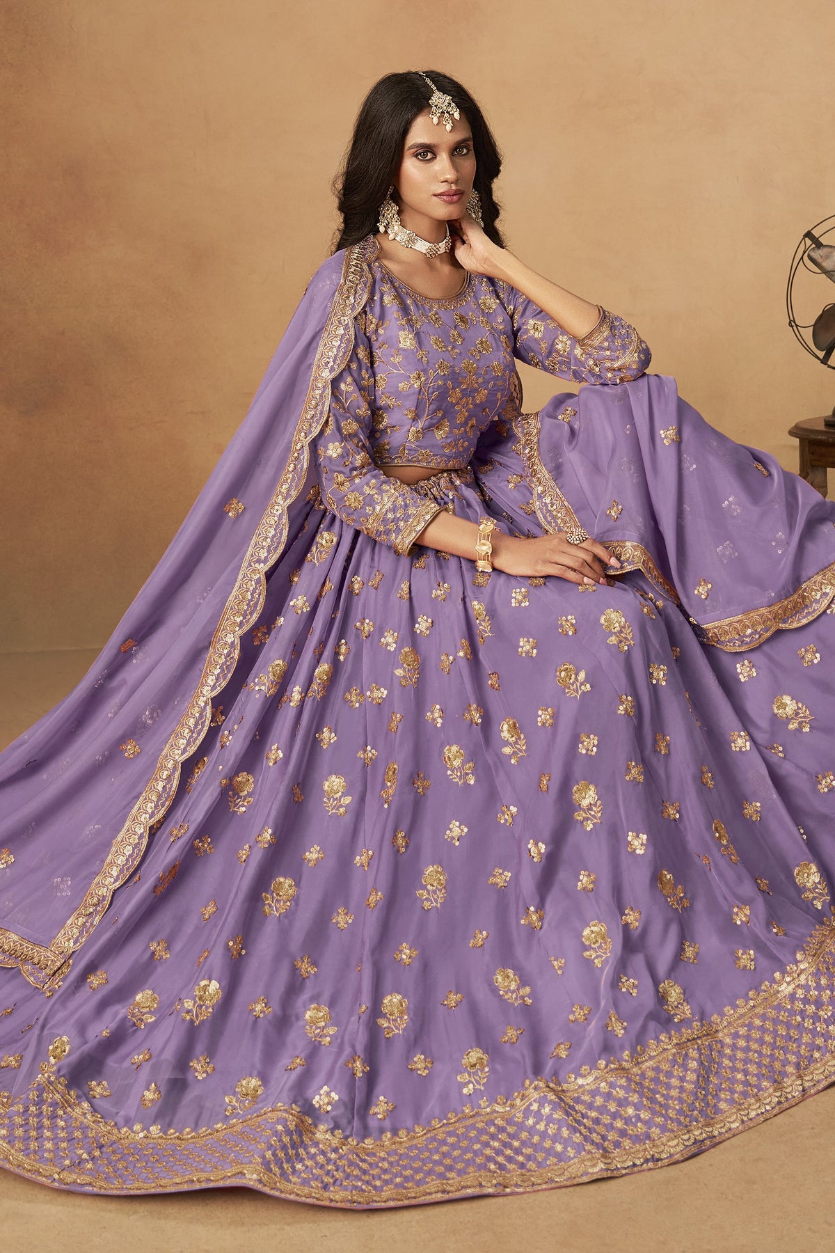 Lilac Lehenga Choli for Organza Lehenga