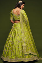 Lemon Embroidered Lehenga Choli Art Silk with Dori Zari Work