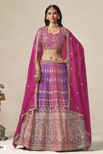 Magenta Georgette Lehenga for Sangeet with Sweatheart Neck Blouse