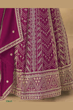 Magenta Georgette Anarkali Suit For Indian & Pakistani Wedding Festival - Thread & Sequins Embroidery Work