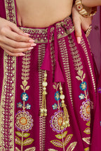 Magenta Georgette Lehenga Choli For Indian & Pakistani Wedding Festival - Zari Work, Resham Embroidery Work, Sequence Embroidery Work, Dori Work