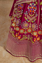 Magenta Georgette Lehenga Choli For Indian & Pakistani Wedding Festival - Zari Work, Resham Embroidery Work, Sequence Embroidery Work, Dori Work