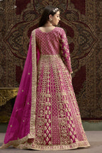Magenta Net Anarkali Suits for Wedding with Dori and Sequins Embroidery