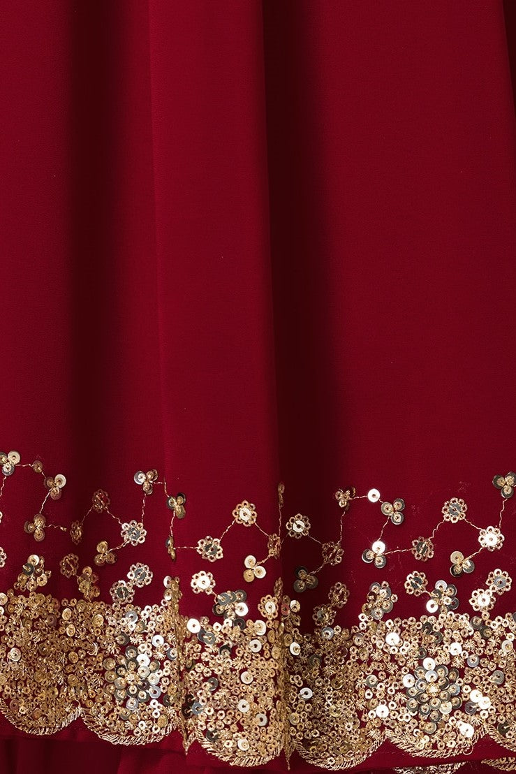 Maroon Georgette Ghagra Choli for Women with Zari and Sequin Work