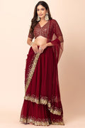 Maroon Georgette Ghagra Choli for Women with Zari and Sequin Work