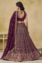 Maroon Georgette Lehenga Choli For Indian & Pakistani Wedding Festival - Sequins & Thread Embroidery Work