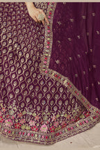 Maroon Georgette Lehenga Choli For Indian & Pakistani Wedding Festival - Sequins & Thread Embroidery Work