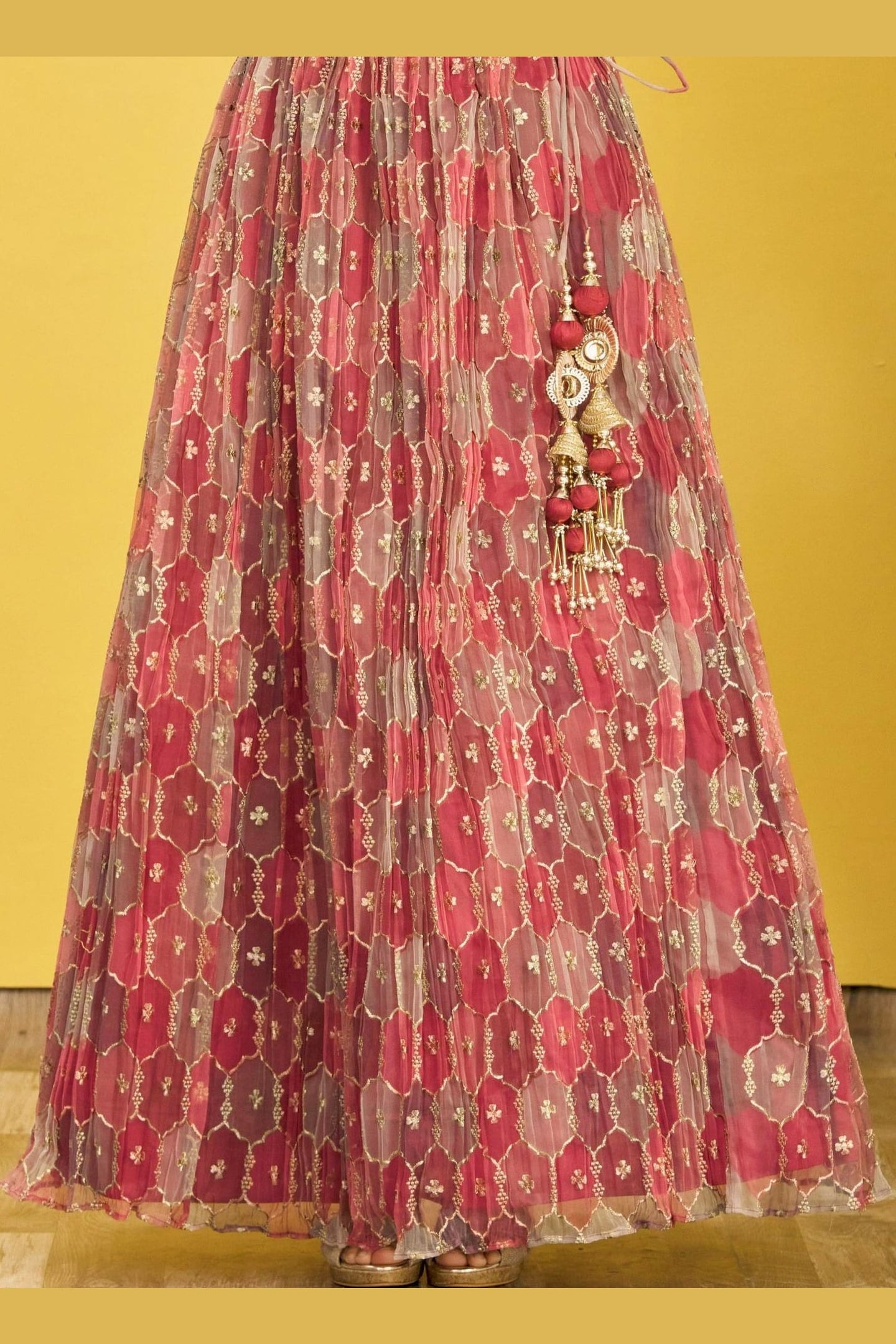 Maroon Slub Silk Lehenga Choli For Indian & Pakistani Wedding Festival - Sequins & Thread Embroidery Work, Zari Work, Print Work, Real Mirror Work
