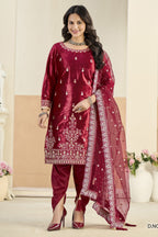 Maroon Velvet Suit Women for Weddings with Sequins Zari Work