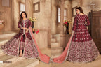 Maroon Art Silk Indian Anarkali Dress with Embroidery and Mirror Work