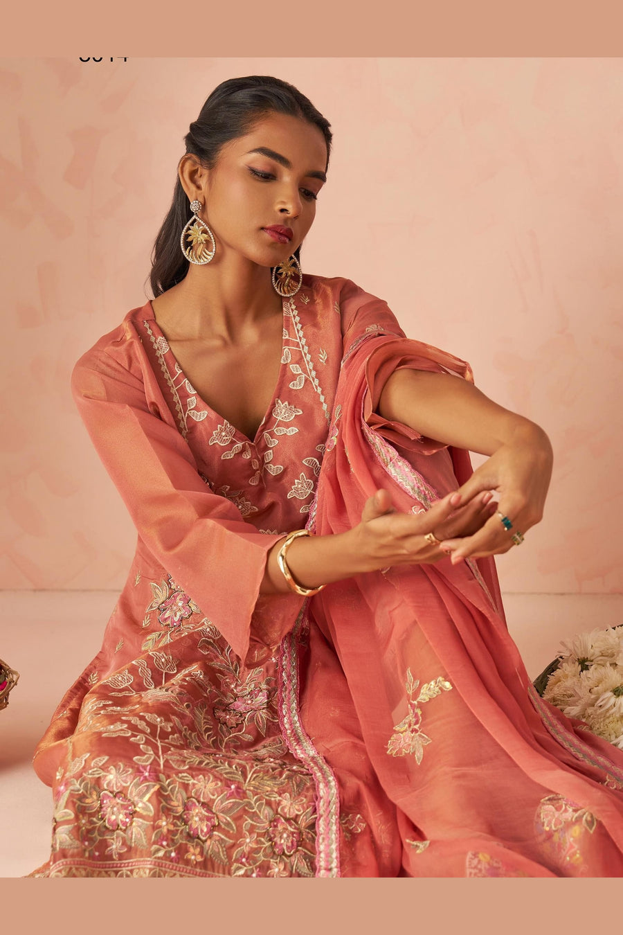 Mauve Taupe Zari Fancy Fabric Silk Kameez With Pant For Indian & Pakistani Wedding Festival - Thread & Sequins Embroidery Work, Moti Work