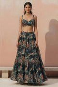 Multicolor Georgette Sleeveless Lehenga Choli For Indian & Pakistani Wedding Festival - Print Work