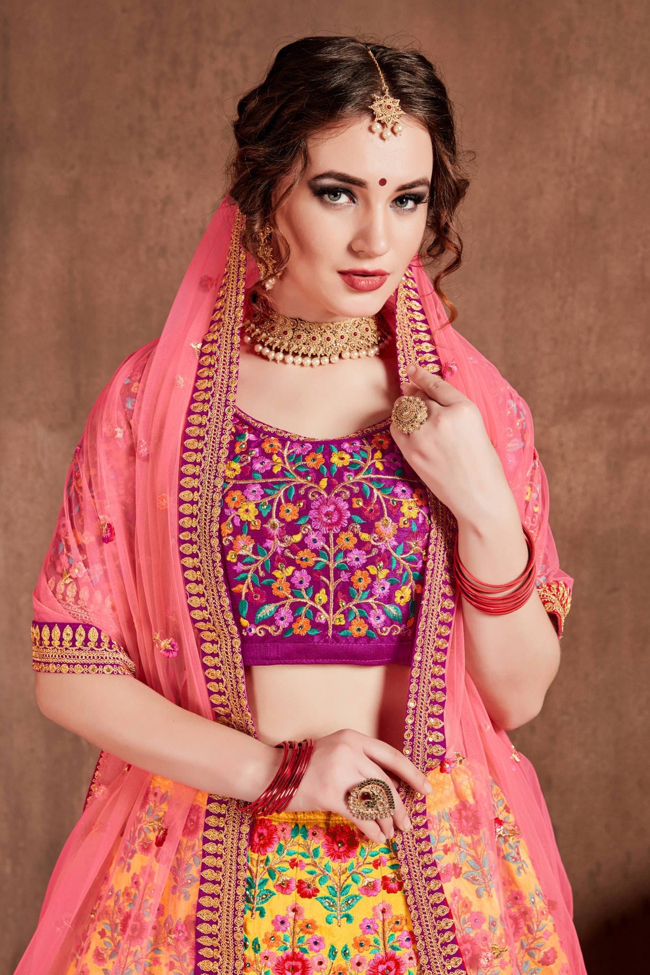 Yellow Mulberry Silk Ghagra Choli with Zari and Dori Work