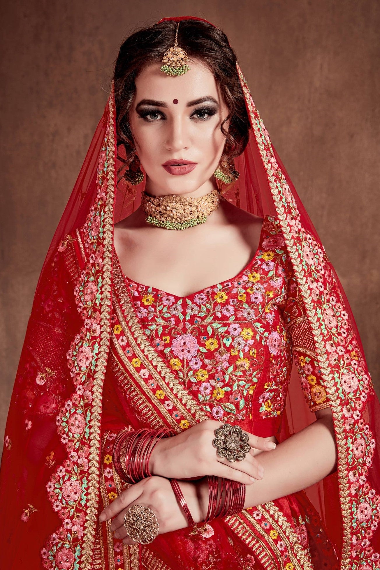 Red Mulberry Silk Lehenga for Women with Dori and Zari Work